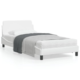 Bettgestell mit Kopfteil aus weißem Kunstleder, 100 x 200 cm von , Betten und Lattenroste - Ref: Foro24-373139, Preis: 113,28...