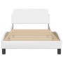 Estructura de cama cabecero cuero sintético blanco 100x200 cm de , Camas y somieres - Ref: Foro24-373139, Precio: 113,28 €, D...
