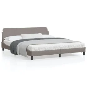 Bed frame with headboard in taupe gray fabric 180x200 cm by , Beds and slatted bases - Ref: Foro24-373229, Price: 169,00 €, D...