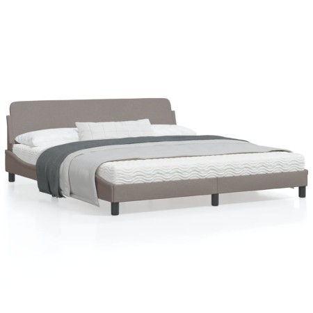 Bed frame with headboard in taupe gray fabric 180x200 cm by , Beds and slatted bases - Ref: Foro24-373229, Price: 158,68 €, D...