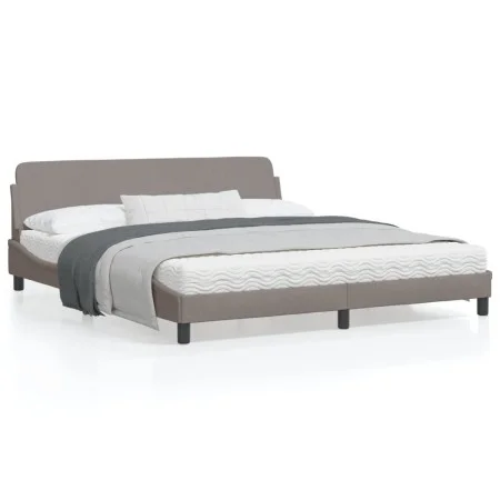 Bed frame with headboard in taupe gray fabric 180x200 cm by , Beds and slatted bases - Ref: Foro24-373229, Price: 169,00 €, D...