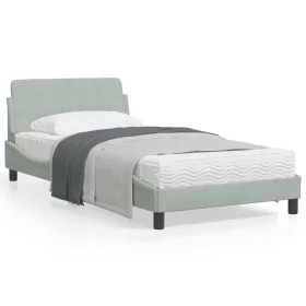 Light gray velvet bed frame with headboard 100x200cm by , Beds and slatted bases - Ref: Foro24-373132, Price: 108,97 €, Disco...
