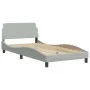 Light gray velvet bed frame with headboard 100x200cm by , Beds and slatted bases - Ref: Foro24-373132, Price: 108,97 €, Disco...