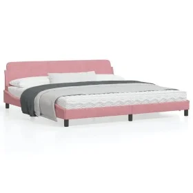 Estructura de cama con cabecero de terciopelo rosa 200x200 cm de , Camas y somieres - Ref: Foro24-373257, Precio: 173,73 €, D...