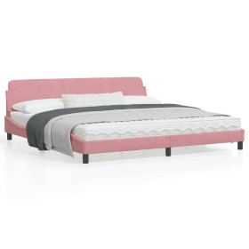 Pink velvet bed frame with headboard 200x200 cm by , Beds and slatted bases - Ref: Foro24-373257, Price: 163,63 €, Discount: %