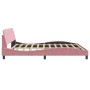 Pink velvet bed frame with headboard 200x200 cm by , Beds and slatted bases - Ref: Foro24-373257, Price: 162,27 €, Discount: %