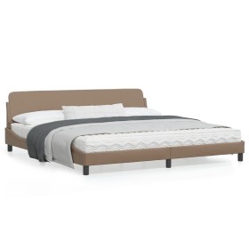 Cappuccino synthetic leather headboard bed frame 200x200cm by , Beds and slatted bases - Ref: Foro24-373262, Price: 161,45 €,...