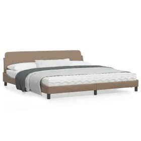 Cappuccino synthetic leather headboard bed frame 200x200cm by , Beds and slatted bases - Ref: Foro24-373262, Price: 158,91 €,...