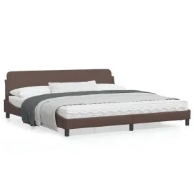 Brown synthetic leather headboard bed frame 200x200 cm by , Beds and slatted bases - Ref: Foro24-373260, Price: 162,88 €, Dis...