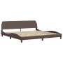 Brown synthetic leather headboard bed frame 200x200 cm by , Beds and slatted bases - Ref: Foro24-373260, Price: 158,35 €, Dis...