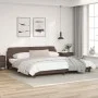 Brown synthetic leather headboard bed frame 200x200 cm by , Beds and slatted bases - Ref: Foro24-373260, Price: 158,35 €, Dis...