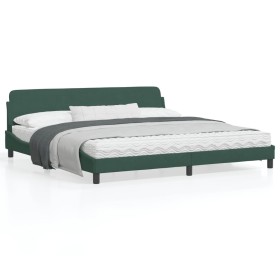 Dark green velvet bed frame with headboard 200x200 cm by , Beds and slatted bases - Ref: Foro24-373255, Price: 160,08 €, Disc...