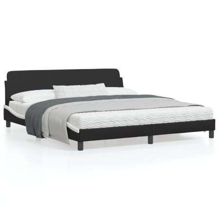 Bettgestell mit schwarz-weißem Kopfteil aus Kunstleder von , Betten und Lattenroste - Ref: Foro24-373243, Preis: 196,72 €, Ra...