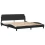 Bed frame with black and white synthetic leather headboard by , Beds and slatted bases - Ref: Foro24-373243, Price: 194,65 €,...