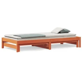 Sofá cama nido madera maciza de pino marrón cera 80x200 cm de , Camas y somieres - Ref: Foro24-844403, Precio: 126,48 €, Desc...
