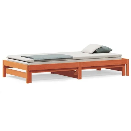 Sofá cama nido madera maciza de pino marrón cera 80x200 cm de , Camas y somieres - Ref: Foro24-844403, Precio: 126,48 €, Desc...