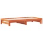 Ausziehbares Schlafsofa aus massivem, wachsbraunem Kiefernholz, 80 x 200 cm von , Betten und Lattenroste - Ref: Foro24-844403...