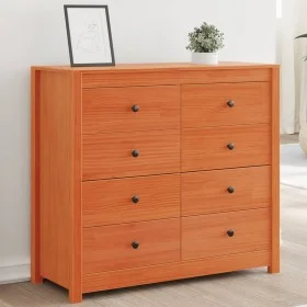 Solid wax brown pine wood auxiliary cabinet 100x40x90 cm by , Sideboards - Ref: Foro24-844495, Price: 205,26 €, Discount: %