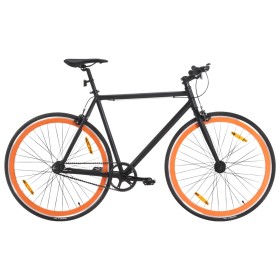 Bicicleta de piñón fijo negro y naranja 700c 55 cm