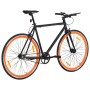 Bicicleta de piñón fijo negro y naranja 700c 55 cm