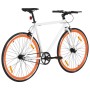 Bicicleta de piñón fijo blanco y naranja 700c 51 cm