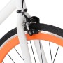 Bicicleta de piñón fijo blanco y naranja 700c 51 cm