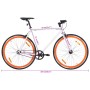Bicicleta de piñón fijo blanco y naranja 700c 51 cm