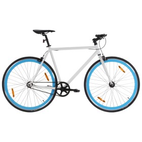 Bicicleta de piñón fijo blanco y azul 700c 51 cm