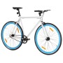 Bicicleta de piñón fijo blanco y azul 700c 59 cm