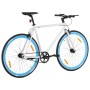 Bicicleta de piñón fijo blanco y azul 700c 59 cm