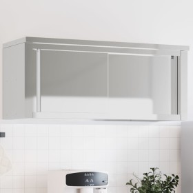 Küchenwandschrank mit Schiebetüren aus Edelstahl von , Lebensmittelbehälter - Ref: Foro24-376443, Preis: 228,98 €, Rabatt: %