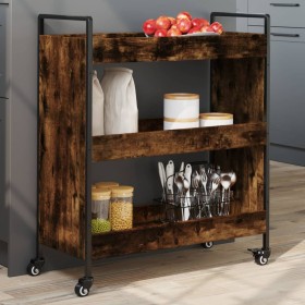 Carrito de cocina madera ingeniería roble ahumado 70x30x82 cm