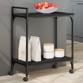 Black Engineered Wood Kitchen Cart 60.5x31x72.5cm by , Kitchen and dining carts - Ref: Foro24-842366, Price: 48,38 €, Discoun...