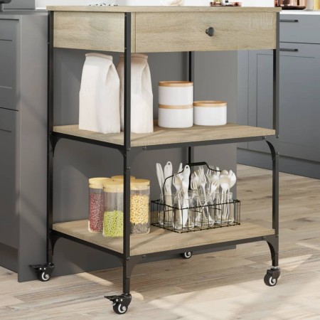 Küchenwagen aus Sonoma-Eichenholzwerkstoff, 60 x 48 x 89,5 cm von , Küchen- und Speisewagen - Ref: Foro24-842372, Preis: 89,3...