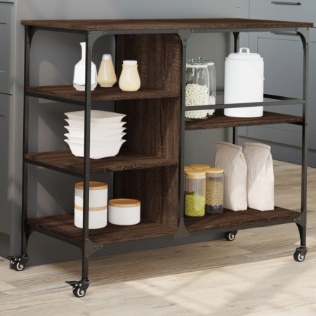 Oak brown engineered wood kitchen cart 100x45x89.5 cm by , Kitchen and dining carts - Ref: Foro24-842385, Price: 105,63 €, Di...