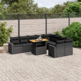 Gartensofa-Set 10-teilig mit schwarzen synthetischen Rattankissen von , Gartensets - Ref: Foro24-3271468, Preis: 660,61 €, Ra...