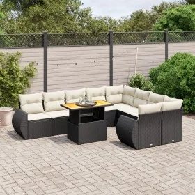 Gartensofa-Set 10-teilig mit schwarzen synthetischen Rattankissen von , Gartensets - Ref: Foro24-3272351, Preis: 699,22 €, Ra...