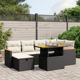 7-piece garden dining set and black synthetic rattan cushions by , Garden sets - Ref: Foro24-3276038, Price: 444,57 €, Discou...