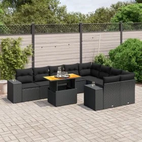 Garden sofa set 10 pieces with black synthetic rattan cushions by , Garden sets - Ref: Foro24-3272791, Price: 714,78 €, Disco...