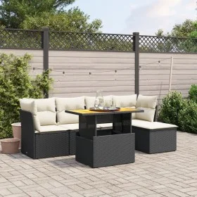 6-piece garden sofa set and black synthetic rattan cushions by , Garden sets - Ref: Foro24-3270804, Price: 371,74 €, Discount: %