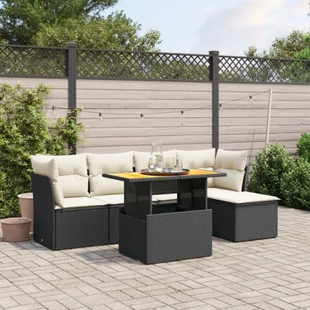6-piece garden sofa set and black synthetic rattan cushions by , Garden sets - Ref: Foro24-3270804, Price: 371,74 €, Discount: %