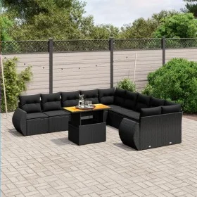 11-teiliges Gartensofa-Set und schwarze synthetische Rattankissen von , Gartensets - Ref: Foro24-3272385, Preis: 828,57 €, Ra...