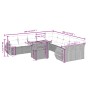 Set de sofás de jardín 11 pzas y cojines ratán sintético negro
