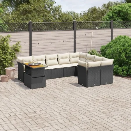 Gartensofa-Set 10-teilig mit schwarzen synthetischen Rattankissen von , Gartensets - Ref: Foro24-3271014, Preis: 622,38 €, Ra...