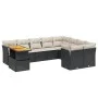 Gartensofa-Set 10-teilig mit schwarzen synthetischen Rattankissen von , Gartensets - Ref: Foro24-3271014, Preis: 622,38 €, Ra...