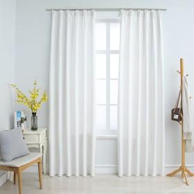 Cortinas opacas con ganchos 2 piezas blanco crudo 140x175 cm