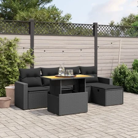 6-piece garden sofa set and black synthetic rattan cushions by , Garden sets - Ref: Foro24-3275582, Price: 400,12 €, Discount: %