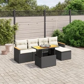 6-teiliges Gartensofa-Set und schwarze synthetische Rattankissen von , Gartensets - Ref: Foro24-3273051, Preis: 369,58 €, Rab...