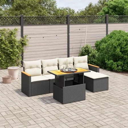 6-piece garden sofa set and black synthetic rattan cushions by , Garden sets - Ref: Foro24-3273051, Price: 369,58 €, Discount: %