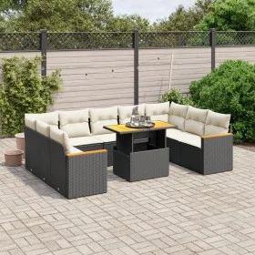 Gartensofa-Set 10-teilig mit schwarzen synthetischen Rattankissen von , Gartensets - Ref: Foro24-3273219, Preis: 614,11 €, Ra...